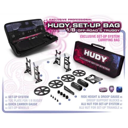 #108856 HUDY SET-UP COMPLETO+BORSA PER IL TRASPORTO 1/8 OFF-ROAD BUGGY