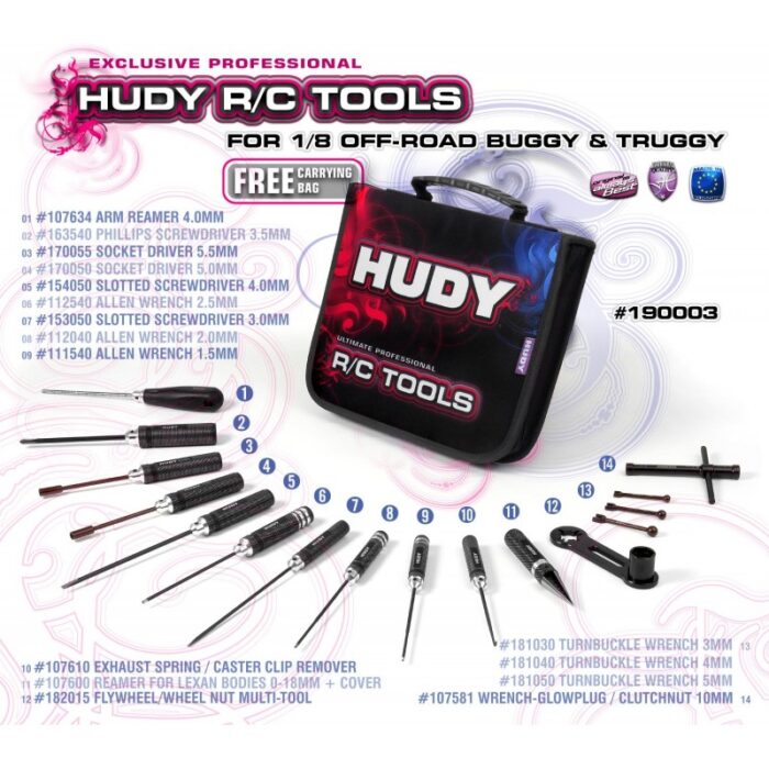 #190003 HUDY SET DI ATTREZZATURA+BORSA PER 1/8 OFF-ROAD