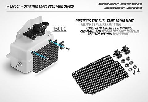 L'efficace protezione del serbatoio del carburante per il serbatoio del carburante da 150 cc è lavorata a CNC in robusto materiale di grafite. La protezione leggera protegge il serbatoio del carburante dal calore, garantendo l'uniformità del carburante e quindi prestazioni del motore più costanti.