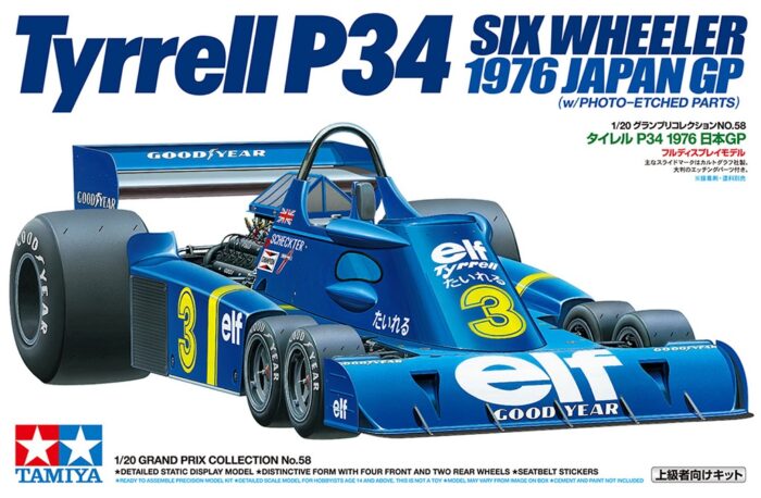 TA20058 TAMIYA TYRRELL P34 6 RUOTE JAPAN ’76 + FOTOINCISIONI